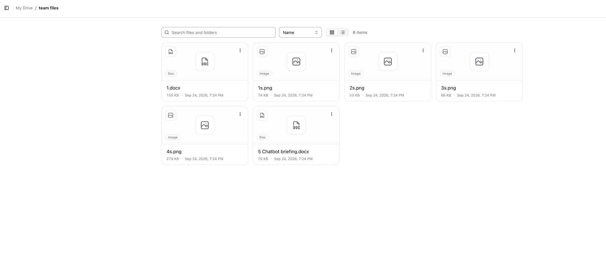 Drive search, sort, and view controls